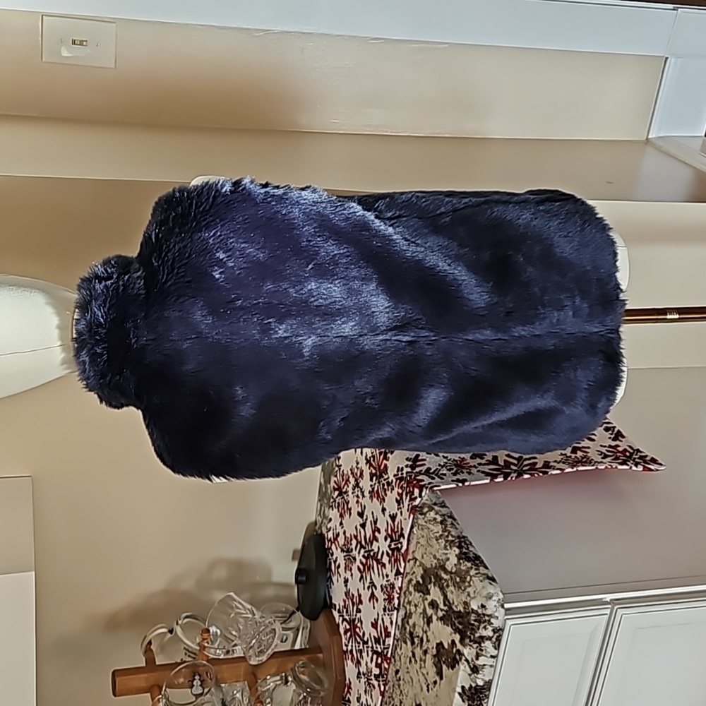 J. Crew faux fur zip up vest royal blue - Picture 3 of 5